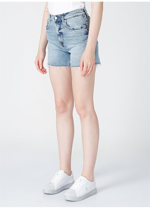 Calvin Klein Jeans Normal Bel Standart Kalıp Baskılı Mavi Kadın Şort J20J2158971AA 3