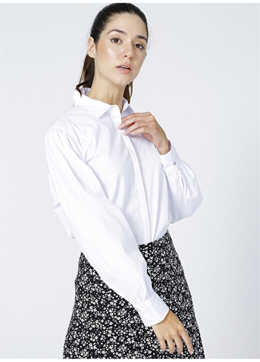 Fabrika Comfort Gömlek Yaka Beyaz Kadın Gömlek CM-NS147 1