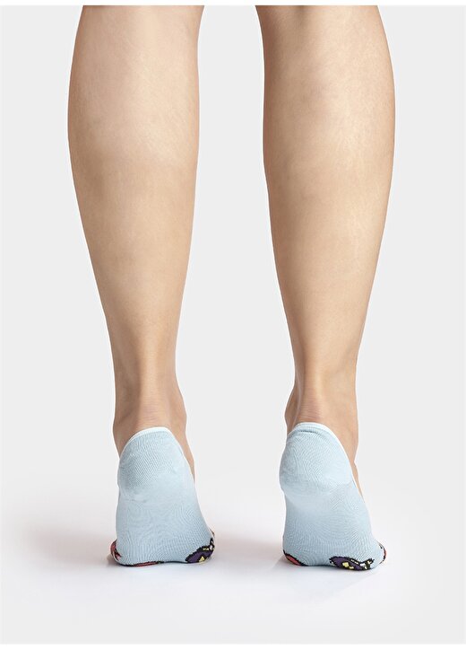 ONE TWO Socks Desenli Mavi Kadın Babet Çorabı 3