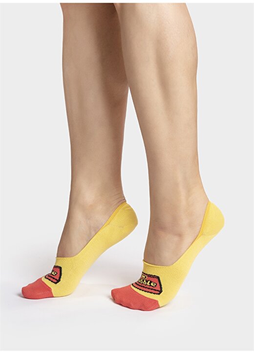 ONE TWO BGKB1M Socks Desenli Sarı Kadınbabet Çorabı 1