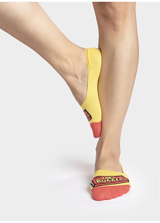 ONE TWO BGKB1M Socks Desenli Sarı Kadınbabet Çorabı 2