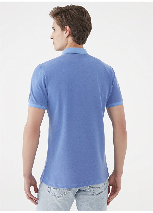 Mavi Polo Yaka Rahat Düz Mavi Erkek Polo T-Shirt 4