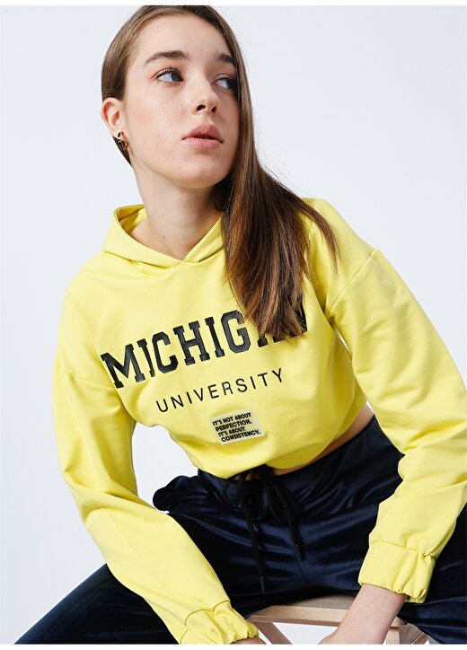 Fabrika Sports S-Eleta Kapüşonlu Uzun Kollu Sarı Kadın Sweatshirt 2