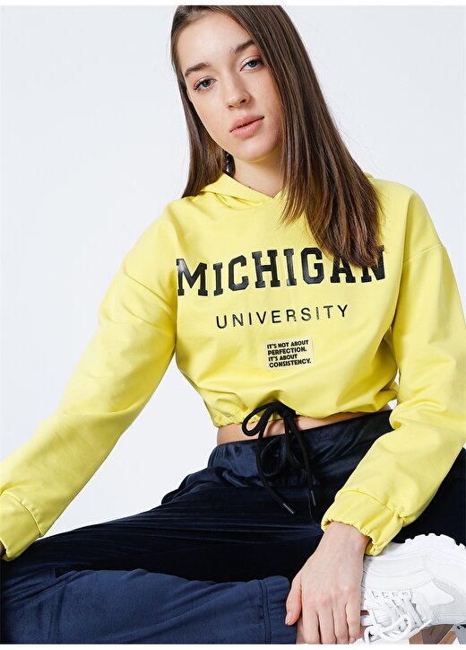 Fabrika Sports S-Eleta Kapüşonlu Uzun Kollu Sarı Kadın Sweatshirt 4