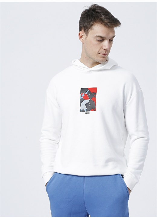 Fabrika Dance Kapüşonlu Basic Ekru Erkek Sweatshirt 1