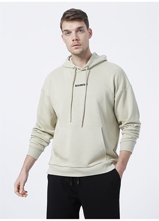 Limon Eko Kapüşonlu Geniş Fit Çağla Erkek Sweatshirt 2