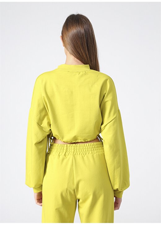 Limon VENEZYA Dik Yaka Düşük Omuz Yeşil Kadın Sweatshirt 4