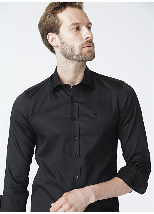 Beymen Business Klasik Gömlek Yaka Slim Fit Düz Siyah Erkek Gömlek 2