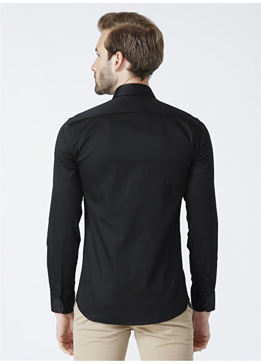 Beymen Business Klasik Gömlek Yaka Slim Fit Düz Siyah Erkek Gömlek 4