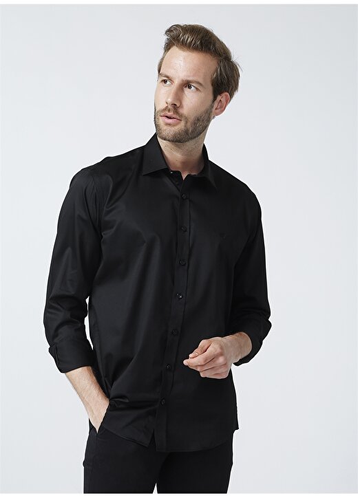 Beymen Business Klasik Gömlek Yaka Regular Fit Düz Siyah Erkek Gömlek 2