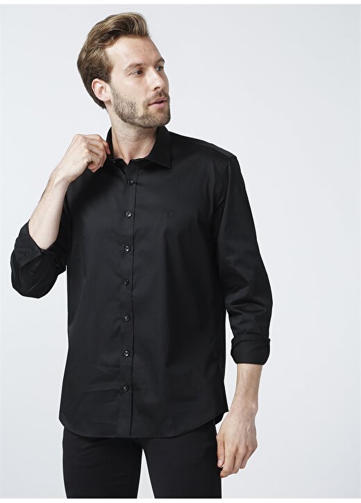 Beymen Business Klasik Gömlek Yaka Regular Fit Düz Siyah Erkek Gömlek 3
