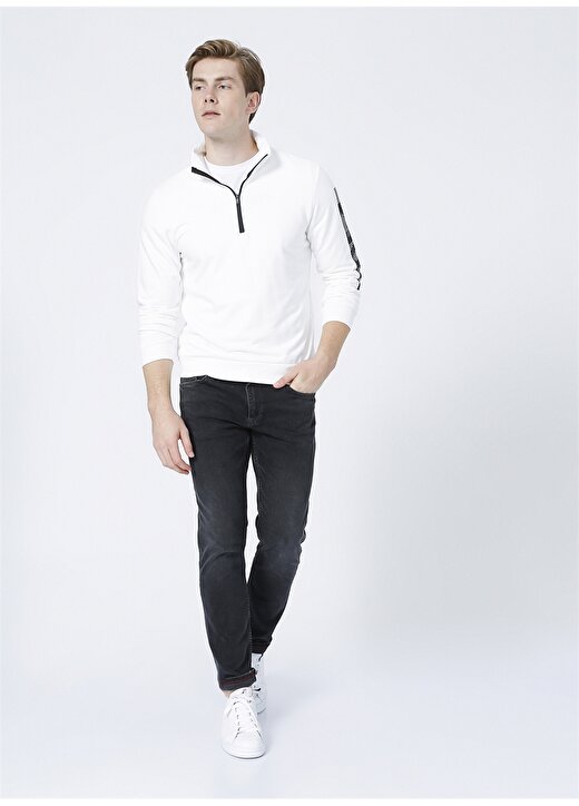 İst X Boyner Bato Yaka Basic Beyaz Erkek Sweatshirt 2