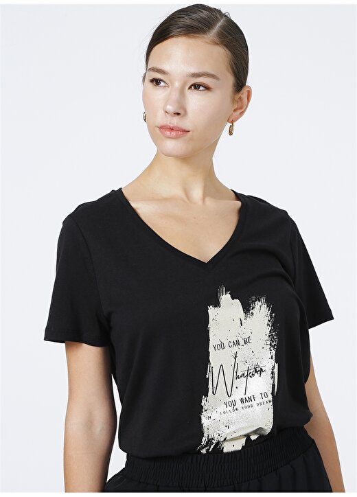 Fabrika Siyah Kadın T-Shirt - SLOPE 1