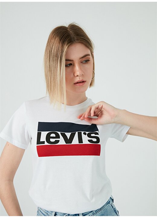 Levis Yuvarlak Yaka Beyaz Kadın T-Shirt THE PERFECT TEE TR SPORTSWEAR LOGO 3