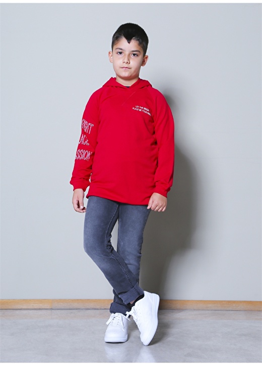 Limon Spirit Girl D2 Kapüşonlu Standart Kalıp Baskılı Bordo Erkek Çocuk Sweatshirt 1