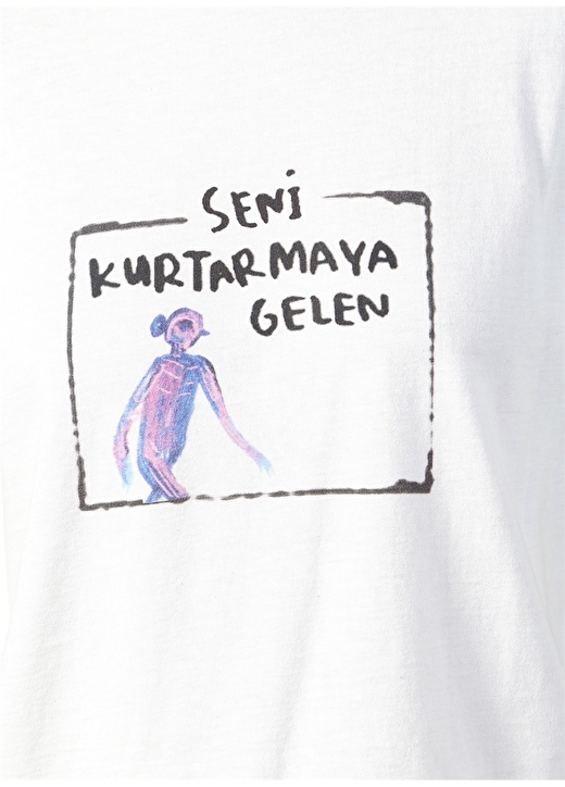 Cem Güventürk X Boyner Bisiklet Yaka Basic Baskılı Beyaz Kadın T-Shirt 4