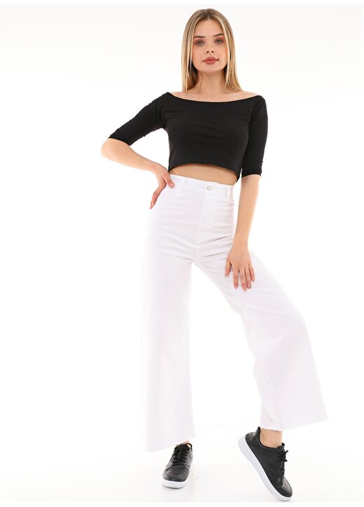 Darkly Jeans Süper Yüksek Bel Oversize Beyaz Kadın Dikişsiz Denim Pantolon 1