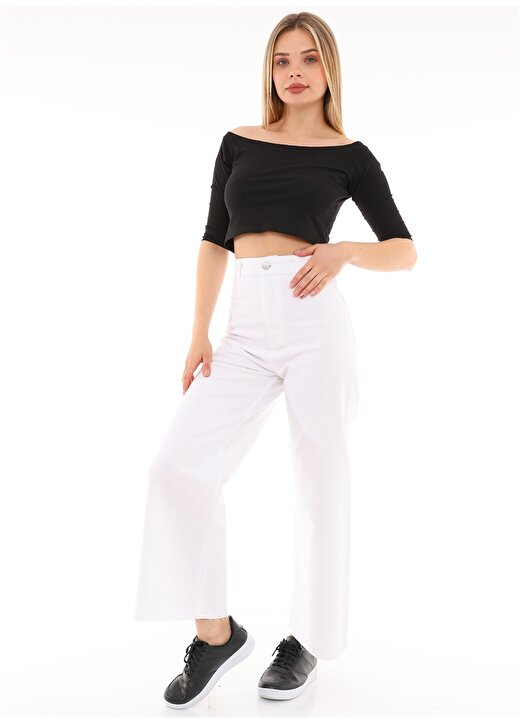 Darkly Jeans Süper Yüksek Bel Oversize Beyaz Kadın Dikişsiz Denim Pantolon 2