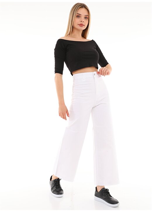 Darkly Jeans Süper Yüksek Bel Oversize Beyaz Kadın Dikişsiz Denim Pantolon 4