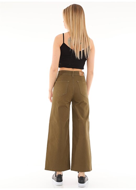 Darkly Jeans Süper Yüksek Bel Oversize Haki Kadın Dikişsiz Denim Pantolon 2