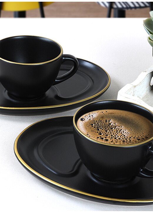 Keramika Mat Siyah Kahve Sunum Seti 1