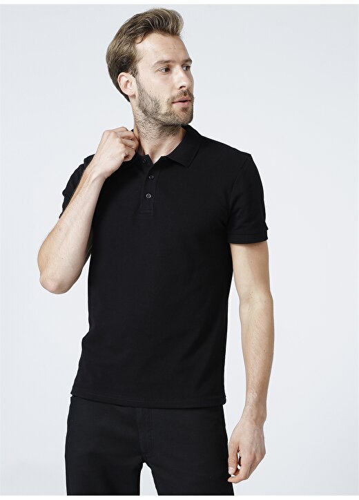 Fabrika Basic Siyah Erkek Polo T-Shirt - LEONARDO 2