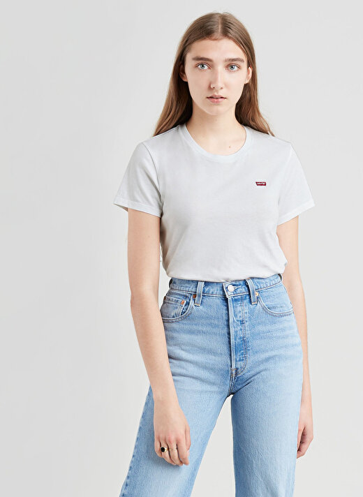 Levis Yuvarlak Yaka Beyaz Kadın T-Shirt PERFECT TEE TR WHITE + X 1