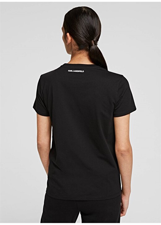 Karl Lagerfeld Taş Logolu Siyah Kadın T-Shirt 2