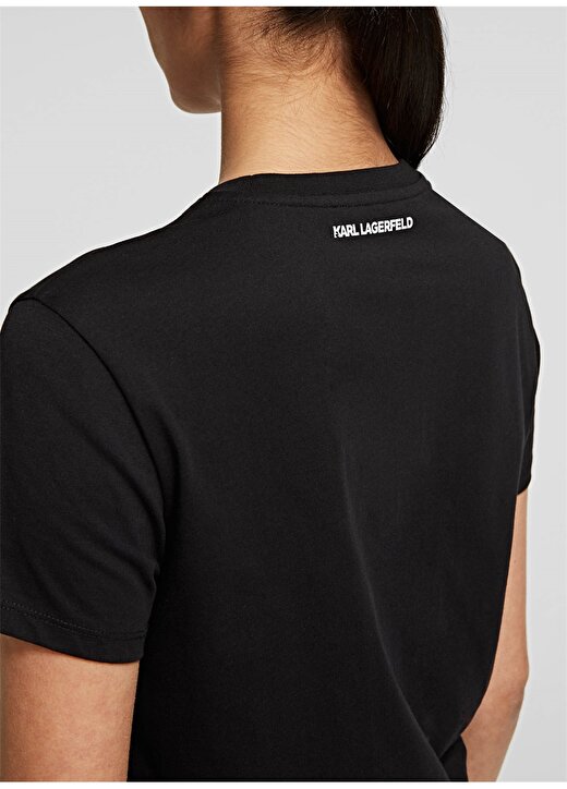 Karl Lagerfeld Taş Logolu Siyah Kadın T-Shirt 3