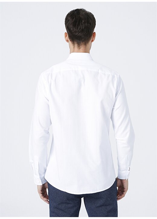 Fabrika Slim Fit Gömlek Yaka Düz Beyaz Erkek Gömlek ROBERTO 4