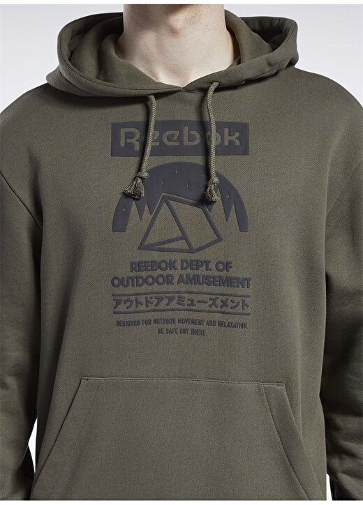 Reebok GS4194 Cl Camping Graphic Hoodie Yeşil Erkek Sweatshirt 4