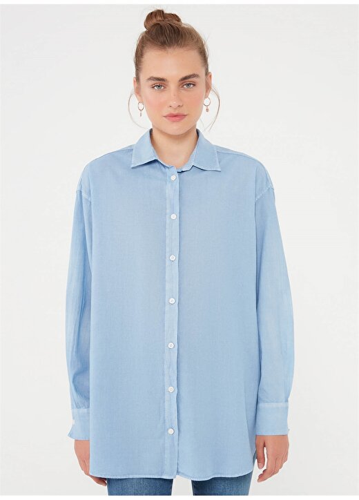 Mavi 122843-35020 Normal Mavi Kadın Gömlek 3