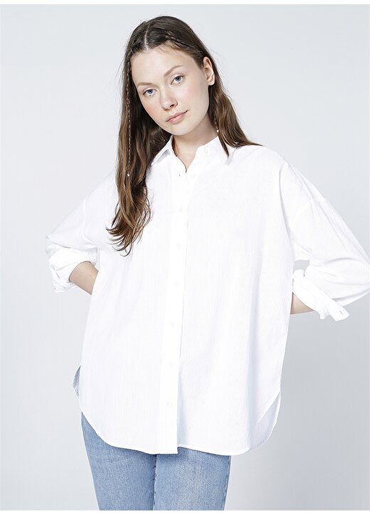 Mavi 122869-620 Normal Beyaz Kadın Gömlek 1