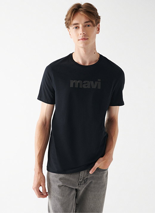 Mavi Bisiklet Yaka Düz Siyah Erkek T-Shirt 065199-900 MAVI BASKILI TISÖRT siyh 1