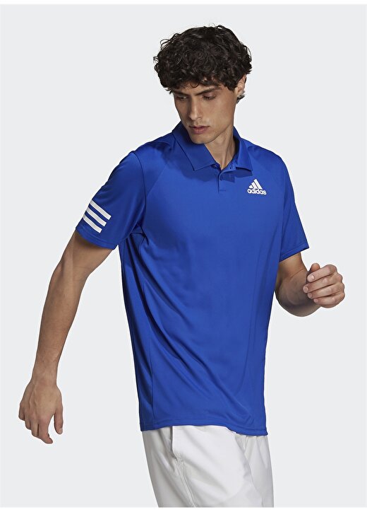 Adidas H34699 Club 3Str Polo Mavi - Beyaz Erkek Polo T-Shirt 2