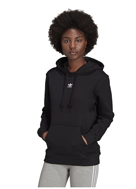 Adidas H06619 Hoodıe Kapüşonlu Regular Fit Siyah Kadın Sweatshirt 1