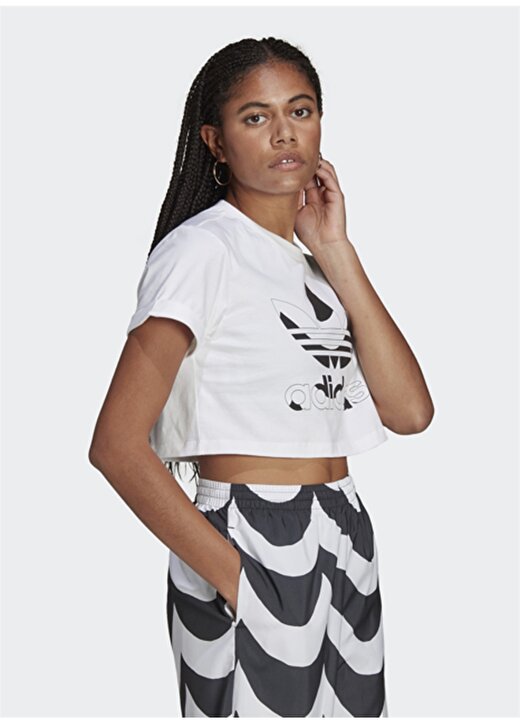 Adidas H20483 Crop Tee Beyaz-Siyah Kadın T-Shirt 2