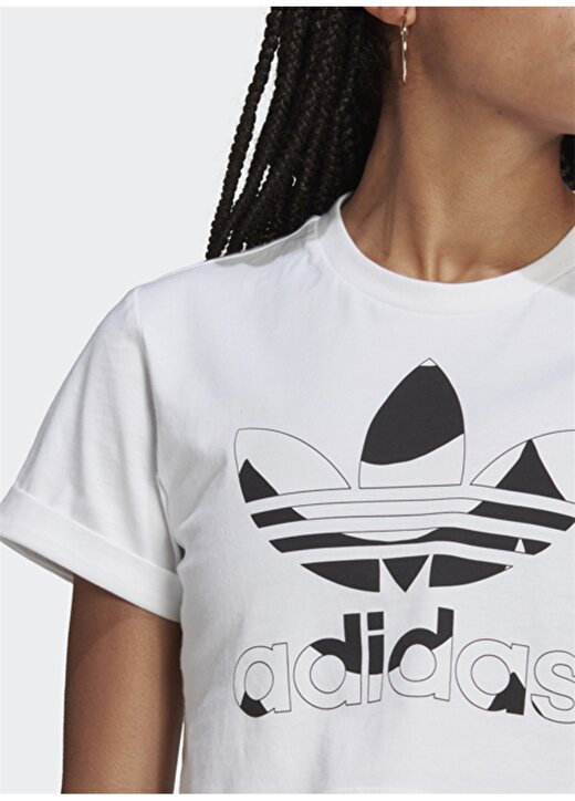 Adidas H20483 Crop Tee Beyaz-Siyah Kadın T-Shirt 3