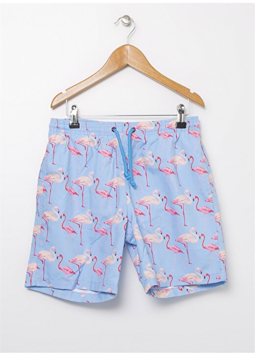 Funky Rocks Bağlamalı Flamingo Desenli Mavi Erkek Çocuk Şort Mayo 1