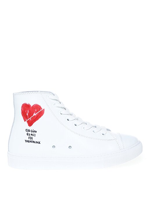 Cem Güventürk X Boyner Beyaz Kadın Bilekli Günlük Ayakkabı KALP 1