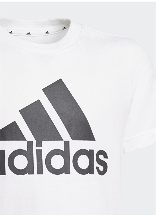 Adidas Beyaz - Siyah Erkek Çocuk Bisiklet Yaka Kısa Kollu Düz T-Shirt B BL T 4