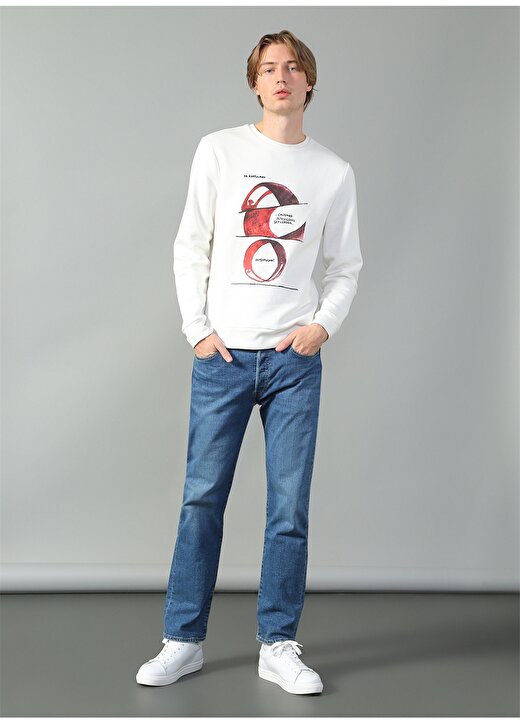 Cem Güventürk X Boyner E-Cem 25 O Yaka Basic Baskılı Beyaz Erkek Sweatshirt 2