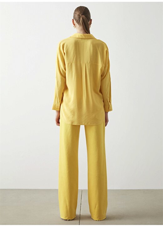 İpekyol Gömlek Yaka Uzun Kollu Cepli Sarı Kadın Bluz 4