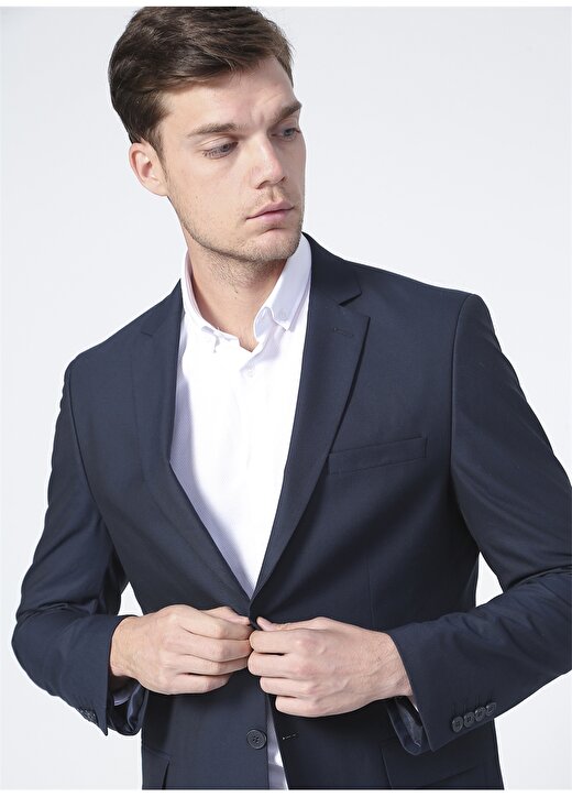 Fabrika Comfort Ceket Yaka Regular Fit Düz Lacivert Erkek Takım Elbise 2