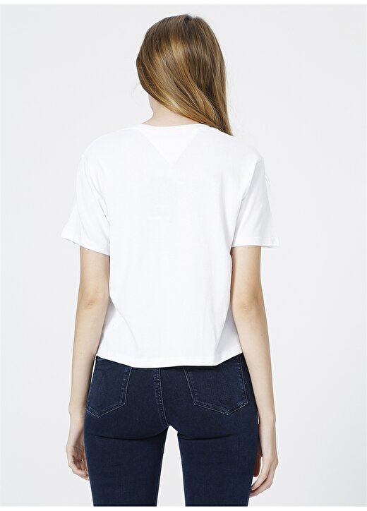 Tommy Jeans Yuvarlak Yaka Beyaz Kadın T-Shirt 3