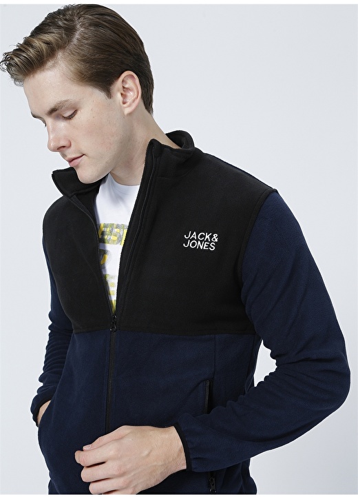 Jack & Jones 12183644_Jjhype Fleece Düz Yaka Uzun Kollu Regular Fit Düz Lacivert Erkek Mont 4