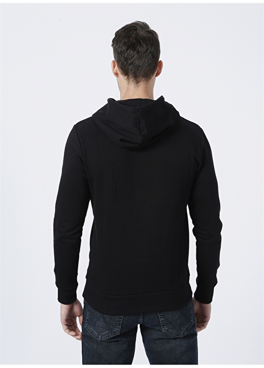 Jack & Jones 12189147_Jjsoldier Logo Sweat Hood Kapüşonlu Uzun Kollu Regular Fit Baskılı Siyah Erkek Sweatshirt 4