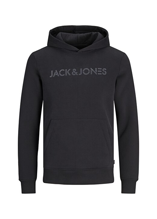 Jack & Jones Kapüşonlu Baskılı Siyah Erkek Sweatshirt 1