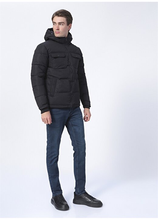 Jack & Jones 12190036_Jjronald Puffer Düz Yaka Uzun Kollu Regular Fit Düz Siyah Erkek Mont 2