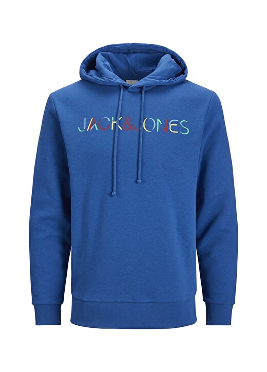 Jack & Jones 12201846_Jcodan Sweat Hoodkapüşonlu Uzun Kollu Regular Fit Baskılı Mavi Erkek Sweatshi 1